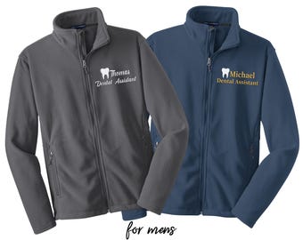 Personalized Embroidered Dental Fleece Jacket for Men | Custom Dentist Gift, Medical Uniform