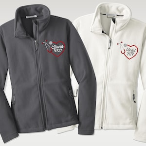 Fleece Medical Jacket Custom Embroidered Heart Stethoscope, Full Zip Monogram Scrub, Medical Fleece Jacket, Custom Nurse Fleece Jacket