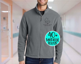 Personalized Medical Fleece Jacket for Men | Custom Embroidered with Medical Icons