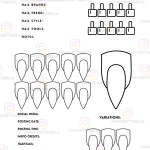 Nail Art Sketchbook Printable Digital Template Nail Content Creators ...