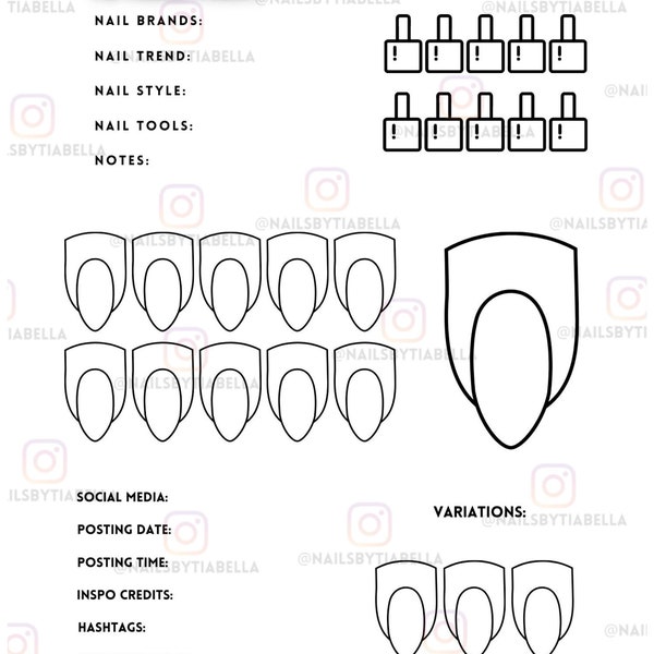 Almond Nail Template - Etsy