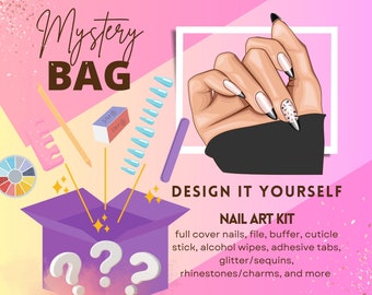 DIY MYSTERY NAIL Bag | Nail Art Design Kit, Design It Yourself Nails, Nail Art Box, Nail Mystery Box, Press On Nails, Nail Kit