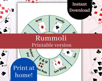 Rummoli Board Game, gioco di carte stampabile, download immediato, classico gioco di famiglia, Poker Michigan Rummy