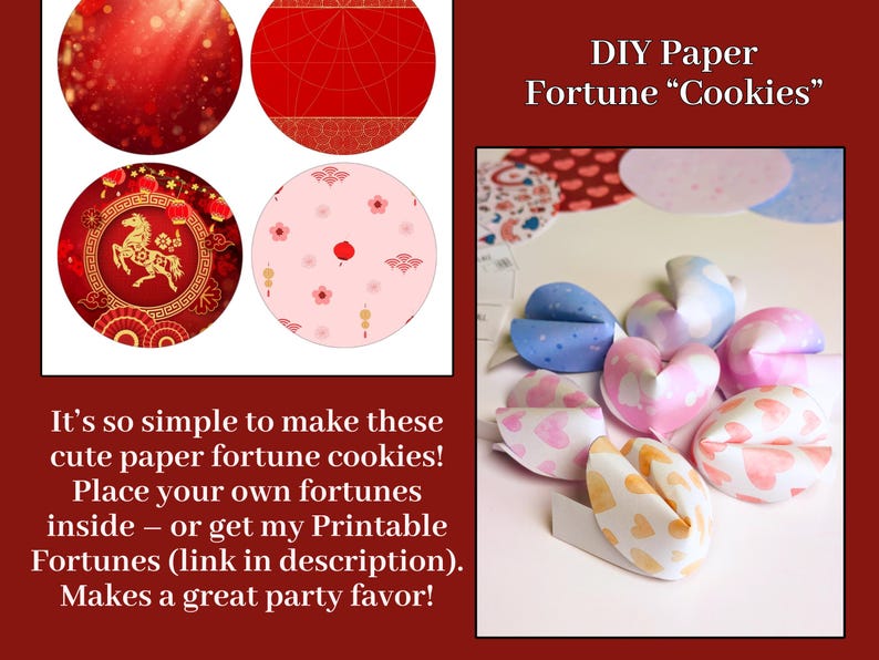 Printable Fortune Cookies Paper Craft Template, Chinese Lunar New Year