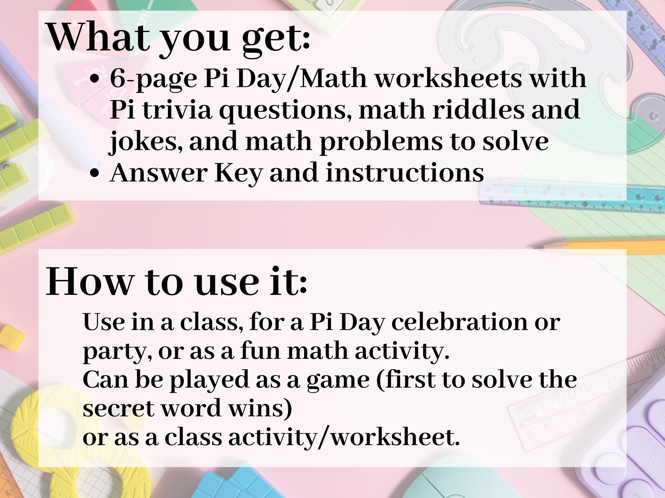 Math Puzzle Game Classroom Pi Activity, Pi Trivia, Math Riddles ...