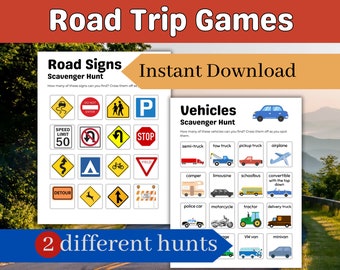 Road Trip Scavenger Hunt Travel Games for Kids of all ages, Games to play in the car with friends, Car Scavenger Hunt, Road Trip Bingo