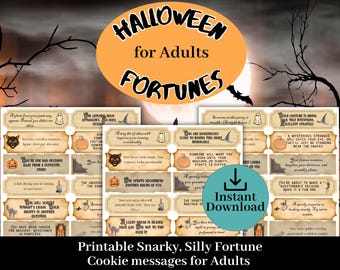 Halloween Fortune Messages, Fortune Cookie messages, 96 Printable Funny Fortunes for adults, Halloween party favors, Snarky Silly Fortunes