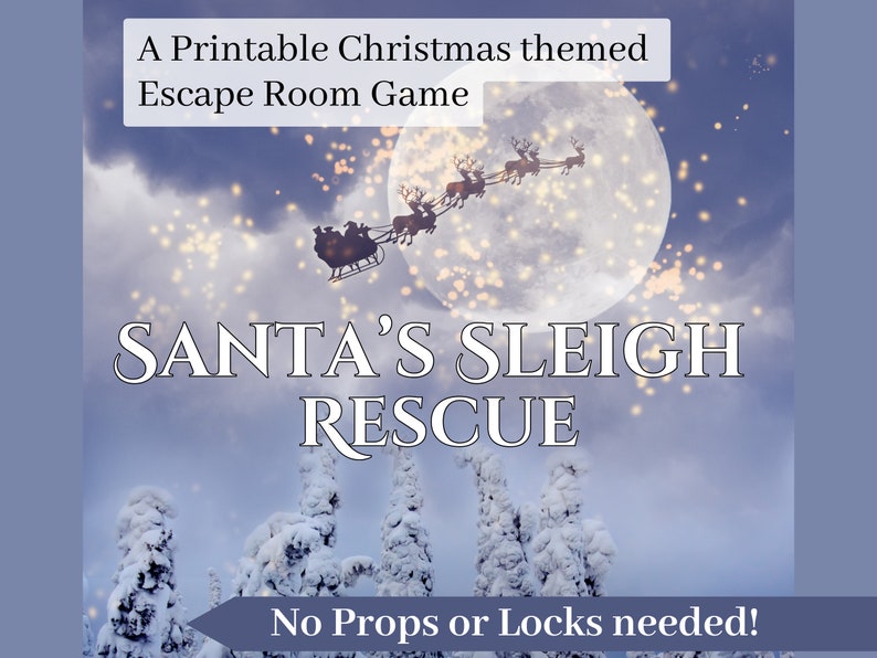 Christmas Escape Room, Printable Escape Room Kit, Christmas Escape for