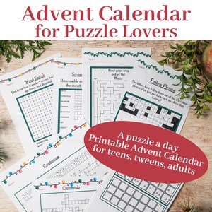 Printable Advent Calendar for Kids Teens Family With Christmas Word ...
