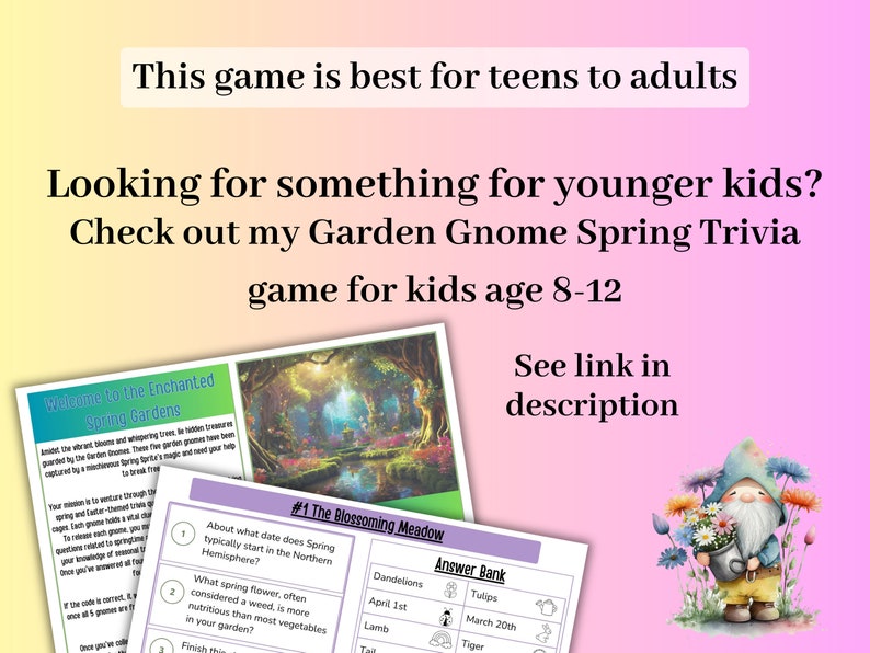Frühlings-Trivia-Spiel, Frühlings-Ostern-Trivia-Fluchtraumspiel für Jugendliche Tweens und Erwachsene, Frühlingsgefühle-Trivia-Challenge, Escape-Room-Spielkit Bild 6