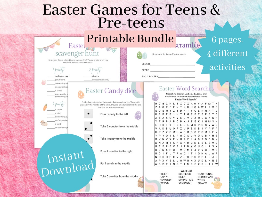 Easter Games for Teens and Preteens, Printable Scavenger Hunt for Teens