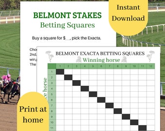 Belmont Betting Squares Spiel, Belmont Stakes Home Tippspiel, Uhr-Party Pferderennen Betting Squares Spiel, Exacta Squares Spiel