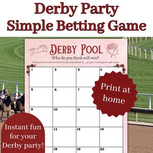 Derby Party Betting Game, Kentucky Horse Derby Pool, Derby Squares Printable Betting Pool PDF Instant download, Office Pool betting game