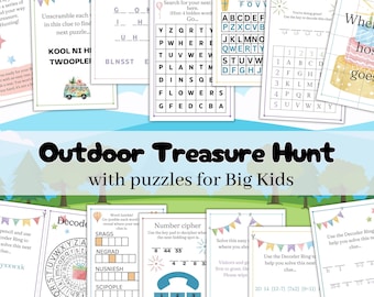 Outdoor Scavenger Hunt Clues, Spring or Summer Treasure Hunt for Teens and Tweens, Printable Birthday Treasure Hunt Summer activity for kids