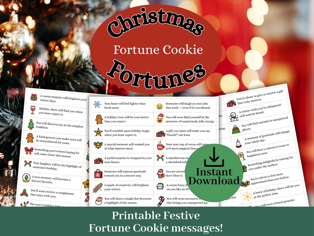 Christmas Fortune Cookie Messages, Printable Fortunes for the Holidays ...