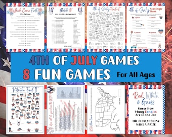 USA Trivia Spiele, 250-jähriges Jubiläum, Patriotic America 250 Spiele, 4. Juli Trivia, Bundle von Spielen für alle Altersgruppen, Quizspiele am 4.Juli
