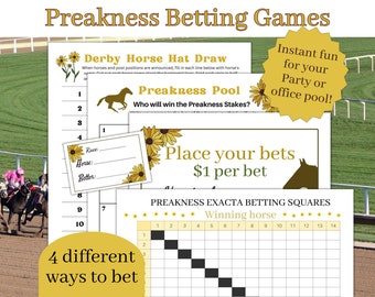 Preakness Party Betting Games Bundle, 4 Wettspiele für Ihre Preakness Watch Party, Pferderennen Betting Squares, Betting Pool Squares