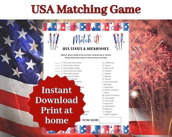 US Bundesstaaten Trivia, Bundesstaat Spitznamen Zuordnungsspiel, Spiele zum 4.Juli-Trivia Quiz, USA Trivia, Amerika Quizspiel