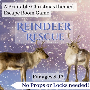 Christmas Escape Room for kids, Printable Escape Game Kit, DIY Escape Room at home kit for kids or family, Reindeer Rescue Escape Game