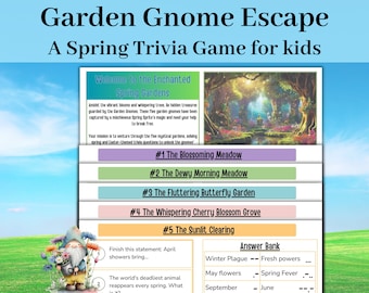 Spring Trivia Game, Easter Trivia, Printable Spring Escape Room for kids, Easter Escape Room, Instant Download PDF Springtime game