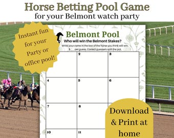 Belmont Betting Pool Game Printable Pferderennen Wette Belmont Party, Pferderennen-Wettspiele