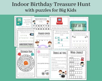 Birthday Scavenger Hunt for tweens and teens, Indoor Birthday Treasure Hunt, Scavenger hunt for teens tweens big kids