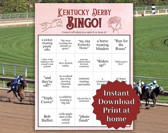 Derby Party Bingo voor je Kentucky Derby Watch Party in 2026, Kentucky Derby Bingo, Derby Party Game Afdrukbare Instant Download
