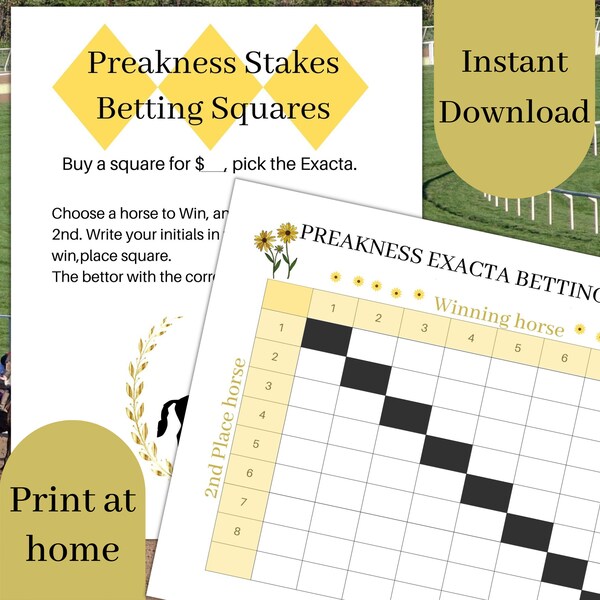 Betting Squares Game Preakness Party Betting Games Race Horse Betting Squares Game