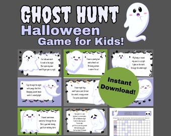 Scavenger Hunt game for kids, Printable Ghost hunt game, Play Indoors or Outdoors, Halloween party game for classroom or home