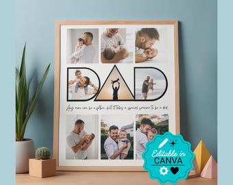 Bearbeitbare DAD-Fotocollage-Vorlage, personalisiertes Vatertagsgeschenk, benutzerdefiniertes Vaterfotogeschenk, druckbares DIY-Geschenk für Vater