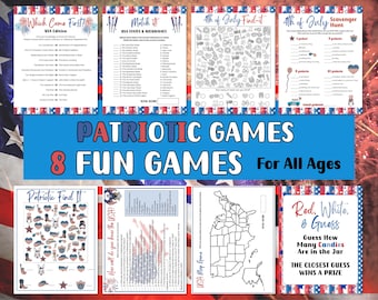 USA Trivia games, 250th Anniversary, Patriotic America 250 games, America Trivia, Bundle of games for all ages, Fourth of July quiz games