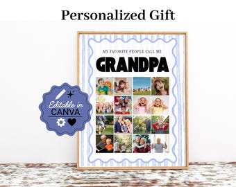 Grandpa Photo Collage template, Photo gift for grandparents, Personalized gift for Grandpa, Editable canva template, Gift from Grandkids