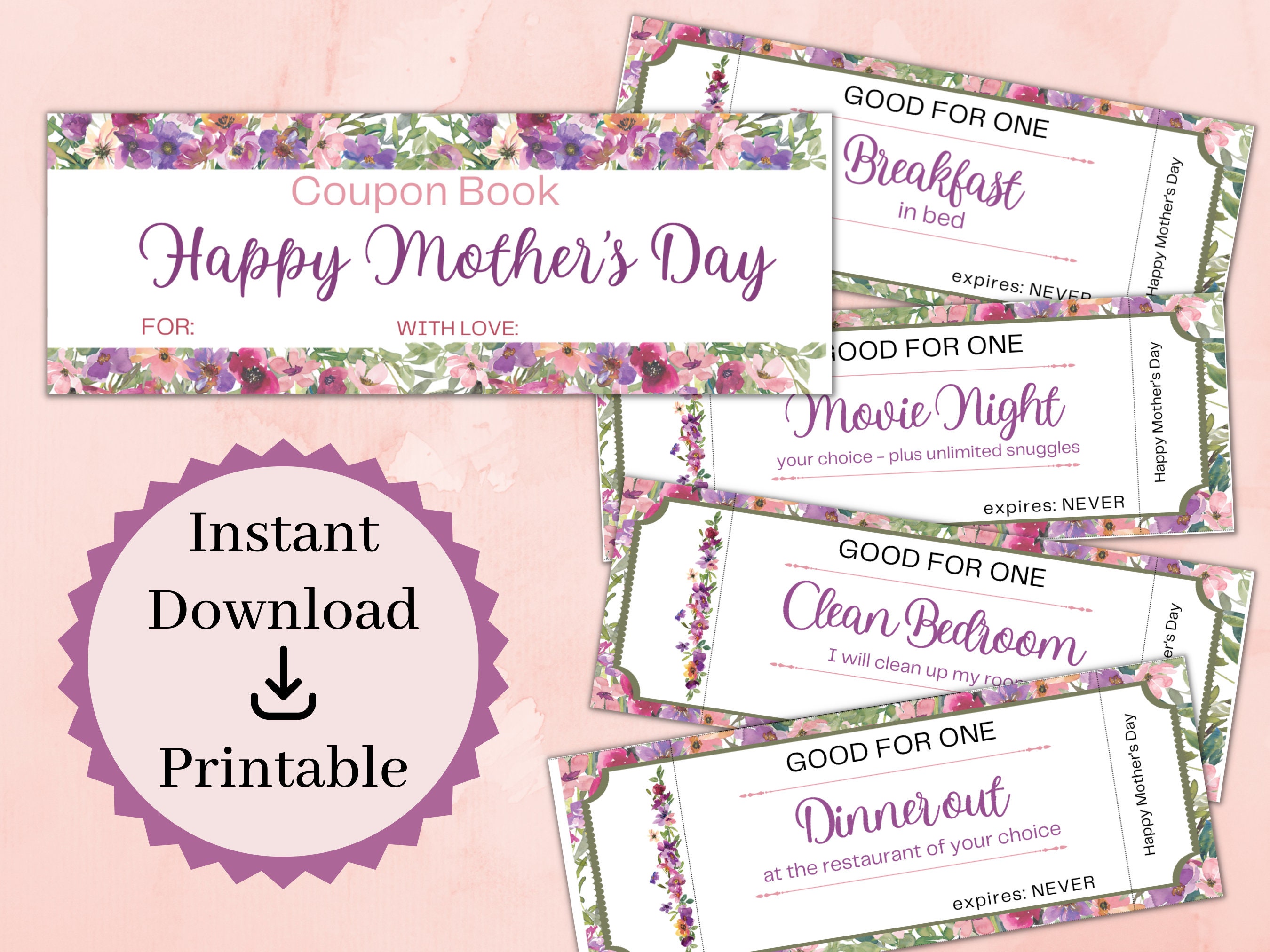 Buoni regalo per la festa della mamma stampabili, buono regalo per la festa della mamma, regalo last minute per la mamma, regalo per mamma, nonna, madre
