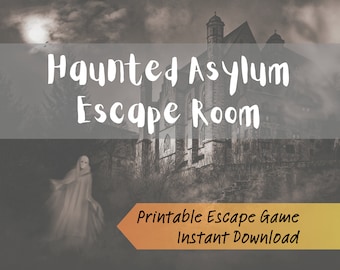 Haunted Asylum Escape Room Printable Escape Game for kids tweens teens and adults, DIY Halloween Escape Room At Home Kit, Scavenger Hunt