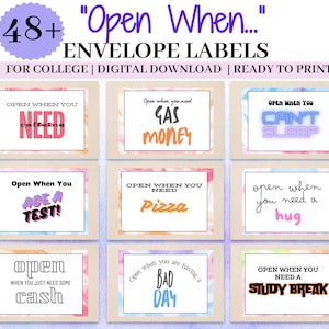 Open When-enveloppen Cadeau voor student, middelbare school Afstudeercadeau student, 48 Open When-letters Etiketten voor College-zorgpakket