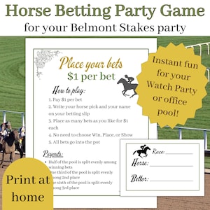 Belmont Horse Betting Game, Printable Belmont Stakes Party Game, Horse ...