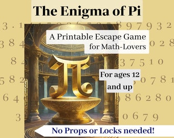 Math Lovers Escape Room Game, Pi Day Escape Room, DIY Printable Escape room for teens tweens adults, Pi Day Party game, Math logic puzzles