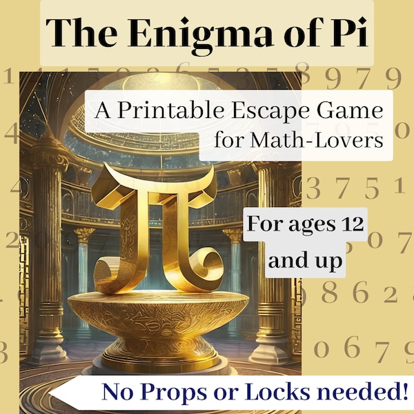 Math Lovers Escape Room Game, DIY Printable Escape room for teens tweens adults, Pi Day Party game, Math logic puzzles, Pi Day Escape Room