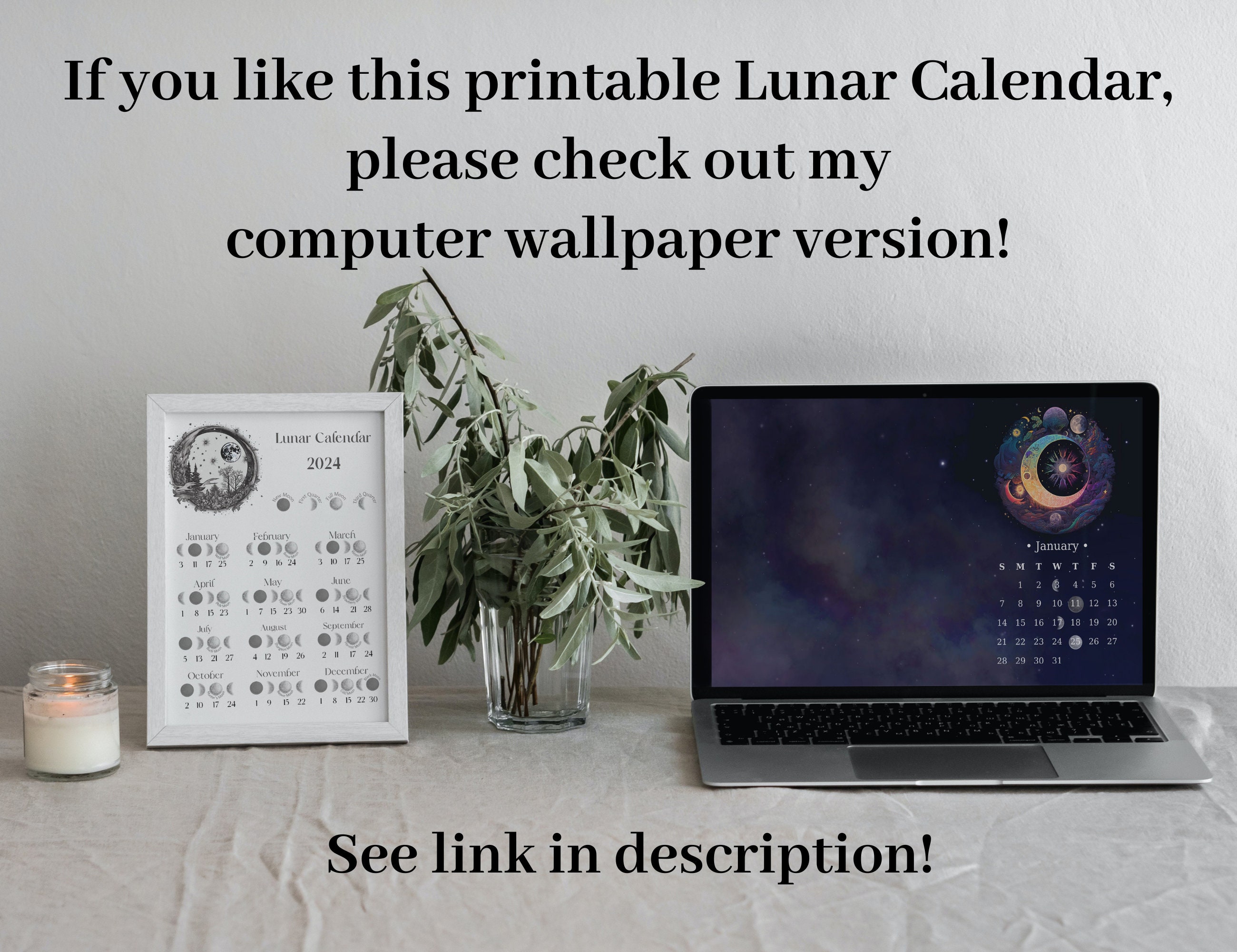 Lunar Calendar 2024 Printable Moon Calendar Moon Phase Calendar