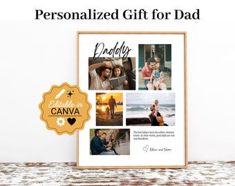 Personalisierte bearbeitbare Fotocollage für Papa, Vatertagsgeschenk, DIY Fotogeschenk für Papa, Daddy, Papa, individuelles Fotogeschenk Canva Template