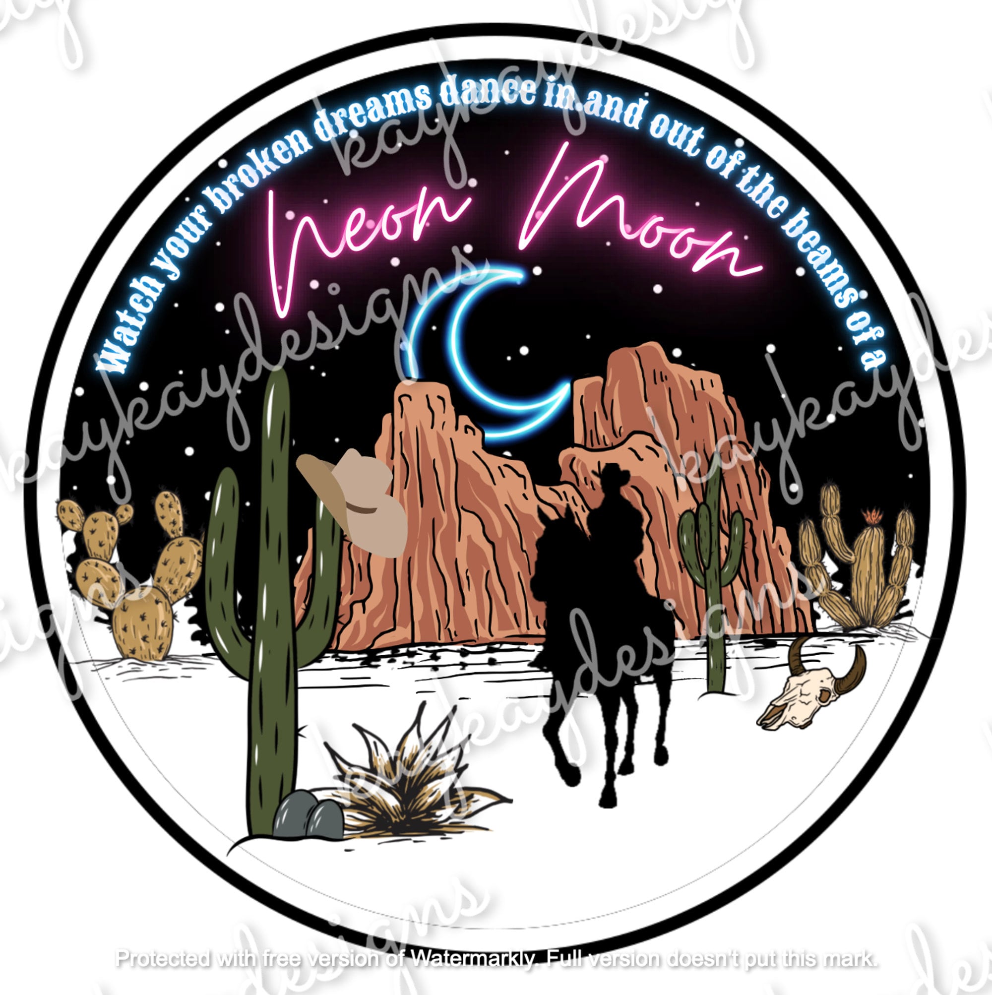Neon Moon PNG 300 Dpi, Brooks & Dunn, Sublimation, Digital Download
