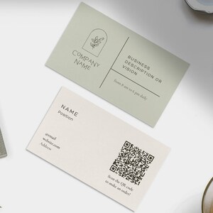 QR Code Business Card Template, Editable Business Card, Minimalist Business Cards, Printable Business Card, Canva