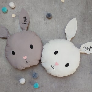 Kissen Hase personalisierbar - Kuschelkissen mit Namen aus Bio-Baumwolle als perfektes Geschenk zur Geburt, zur Taufe oder zur Babyparty