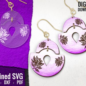 Flower 2 Part Earring SVG, Laser Cut Earring SVG, Flower Earring File, Laser Engraved SVG, Glowforge Jewelry, Commercial Use