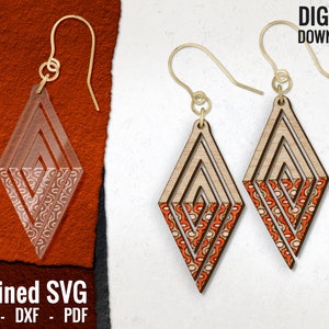 Boho Laser Earring File, Modern Earring SVG, Trendy Wood Earring SVG, Glowforge Jewelry, Commercial Use