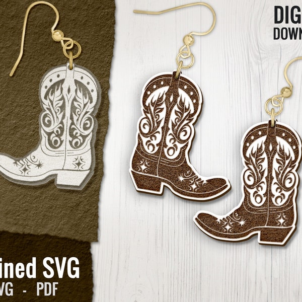 Cowboy Boots Earring SVG, Western Earring Laser Cut File, Western Earring Design, Wild West Earrings SVG , Laser Cutting, Digital Download