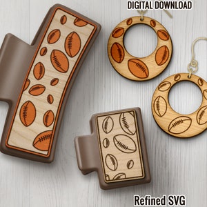 Football Hair Clip & Hoop Earring SVG File Set (Digital Download)