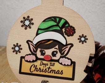 Christmas Elf Countdown SVG:  Holiday Calendar Laser Cut File (Digital Download)
