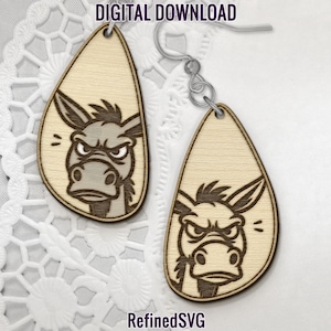Donkey Earring SVG, Funny Earring File, Snarky Acrylic Earring SVG, Donkey Wood Earring SVG, Donkey Laser Cut Earring, Commercial Use