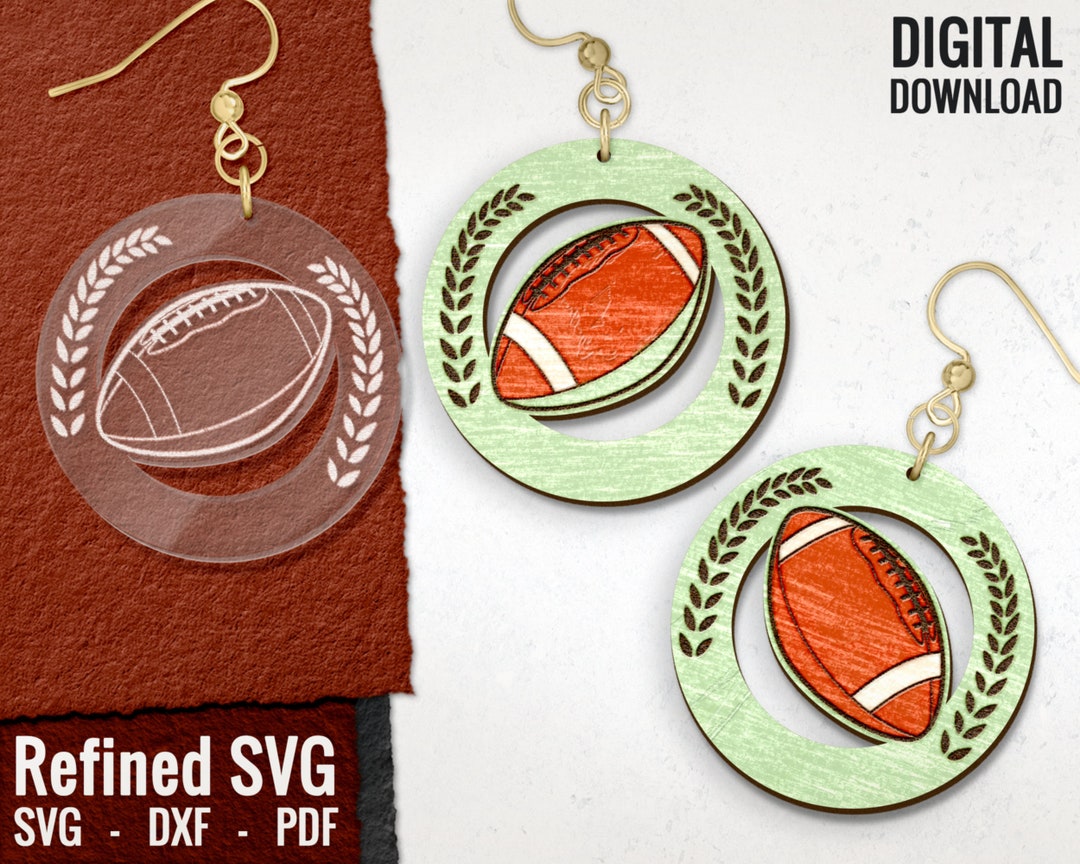 American Football Earring SVG, Rugby Laser Cut File, Sports Earring